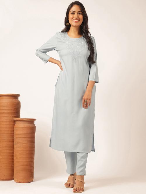 women three quarter sleeve kurta pant set - 21918864 - Very Small Image - 1