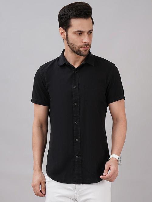 men solid collared short sleeves casual shirt - 21919296 - Very Small Image - 1