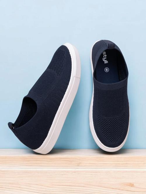 men navy blue solid slip on shoe - 21919917 - Very Small Image - 1