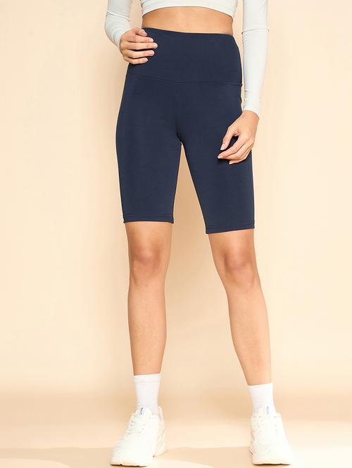 women solid high rise cycling shorts - 21920516 - Very Small Image - 1