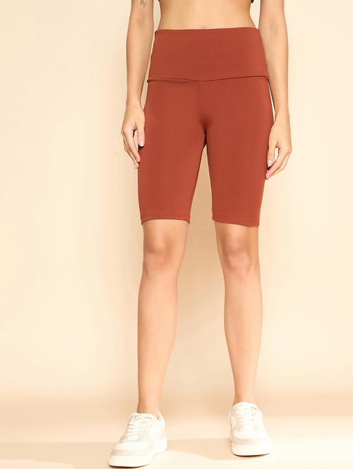 women solid high rise cycling shorts - 21920537 - Very Small Image - 1