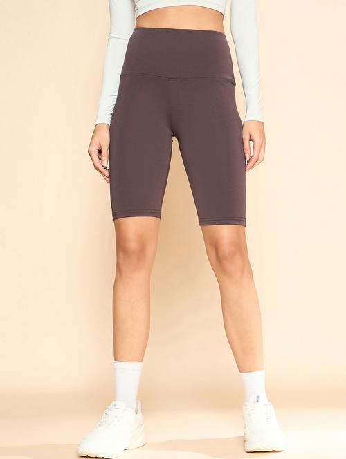women solid high rise cycling shorts - 21920538 - Very Small Image - 1