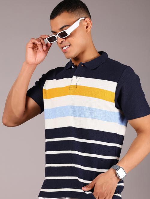 men striped short sleeves regular fit polo t-shirt - 21921141 - Very Small Image - 1