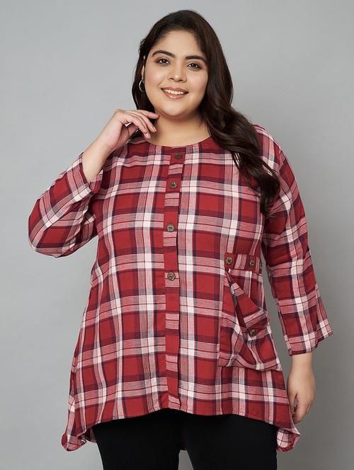women plus size checkered high low top - 21921161 - Very Small Image - 1