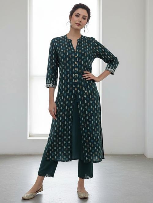 women printed three quarter sleeve kurta palazzo set - 21922357 - Very Small Image - 1