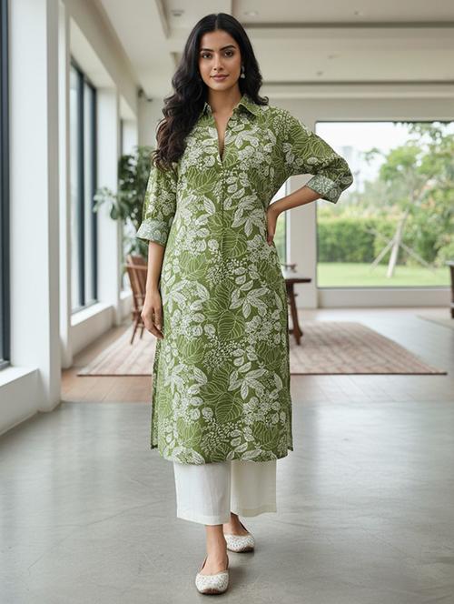 women printed long sleeve kurta palazzo set - 21922359 - Very Small Image - 1