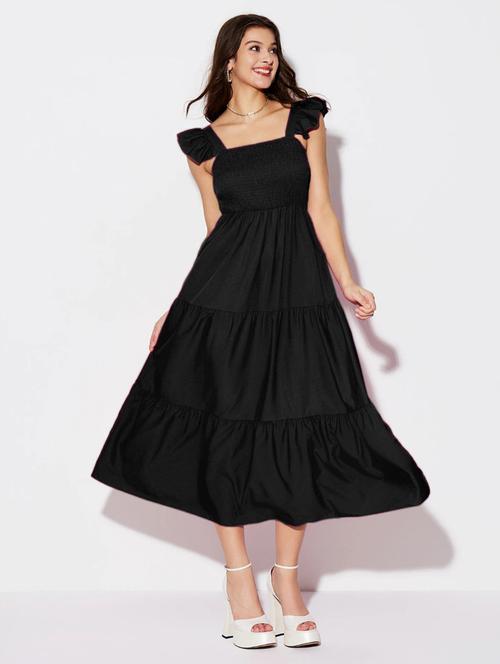 women black sleeveless tiered midi dress - 21922412 - Very Small Image - 1