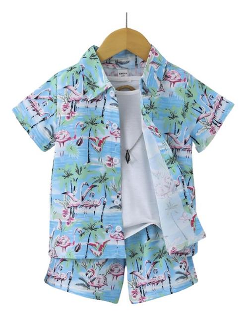 boys printed shirt & shorts casual wear set - 21922663 - Very Small Image - 1