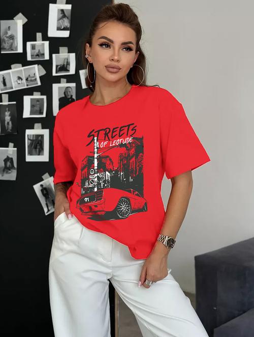 women printed short sleeves oversized t-shirt - 21922715 - Very Small Image - 1