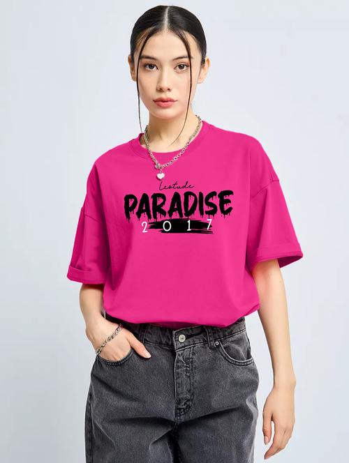 Women Printed Short Sleeves Oversized T-shirt - 21922735 - Very Small Image - 1