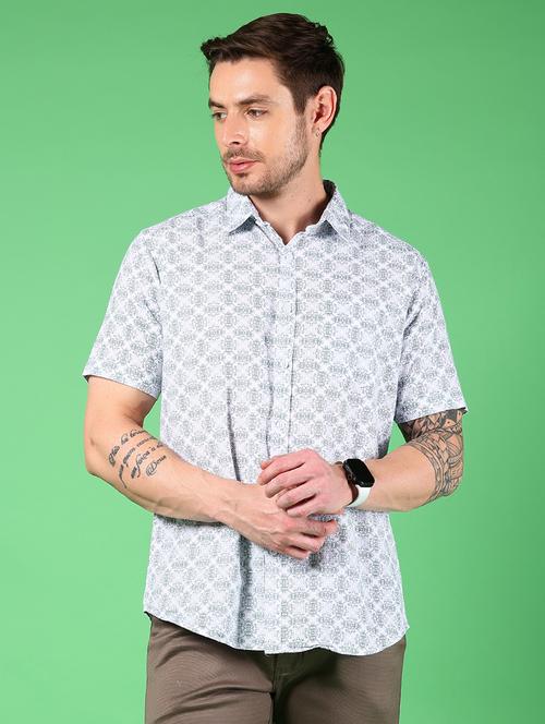 men printed collared short sleeves casual shirt - 21922779 - Very Small Image - 1