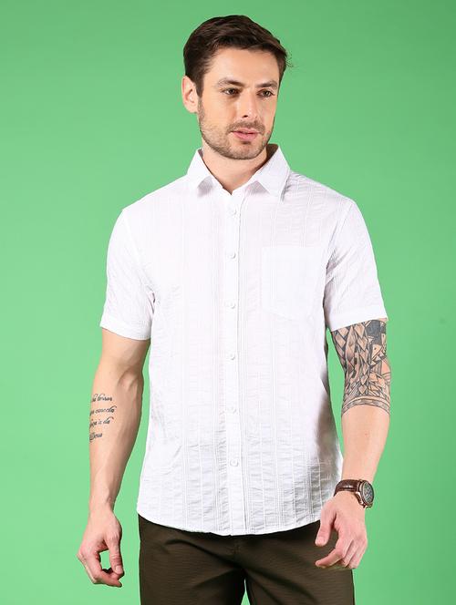 men striped collared short sleeves casual shirt - 21922786 - Very Small Image - 1