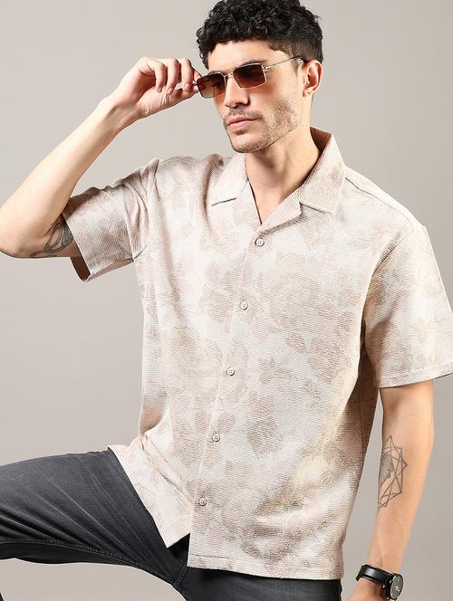 men printed cuban collared long sleeves shirt  - 21922799 - Very Small Image - 1