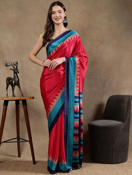 women pink bhagalpuri silk saree with blouse - 21922930 - Very Small Image - 1