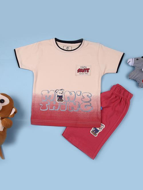 Boys Printed T-shirt & Shorts Casual Wear Set - 21923122 - Very Small Image - 1