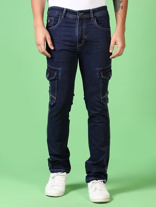 men solid mid rise denim cargo - 21923337 - Very Small Image - 1