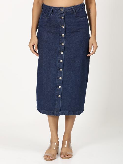 women solid high rise denim skirt - 21923724 - Very Small Image - 1