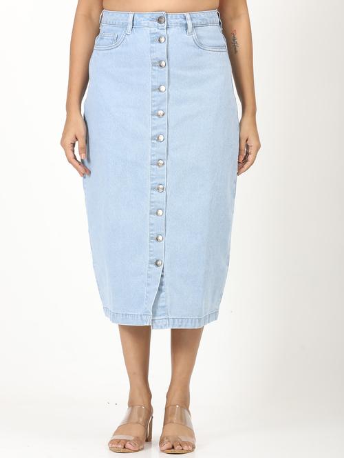 women solid high rise denim skirt - 21923725 - Very Small Image - 1