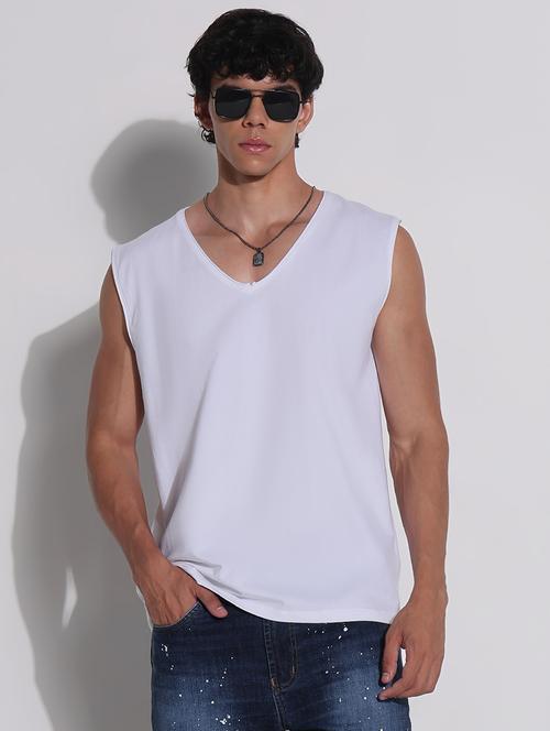men solid sleeveless loose fit t-shirt - 21923910 - Very Small Image - 1