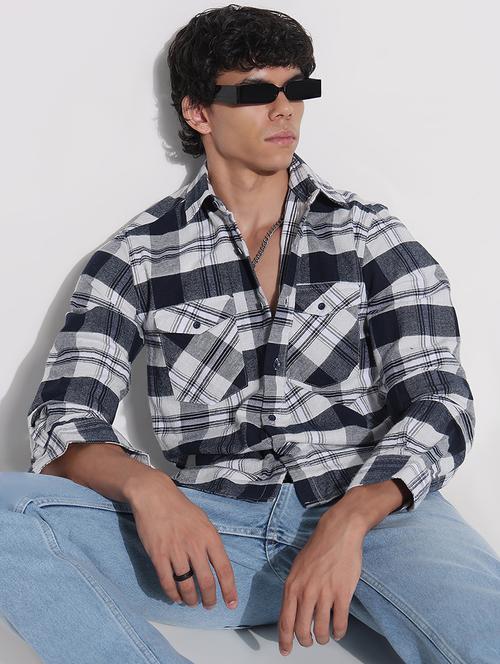 men checkered long sleeve regular fit casual shirt - 21923995 - Very Small Image - 1