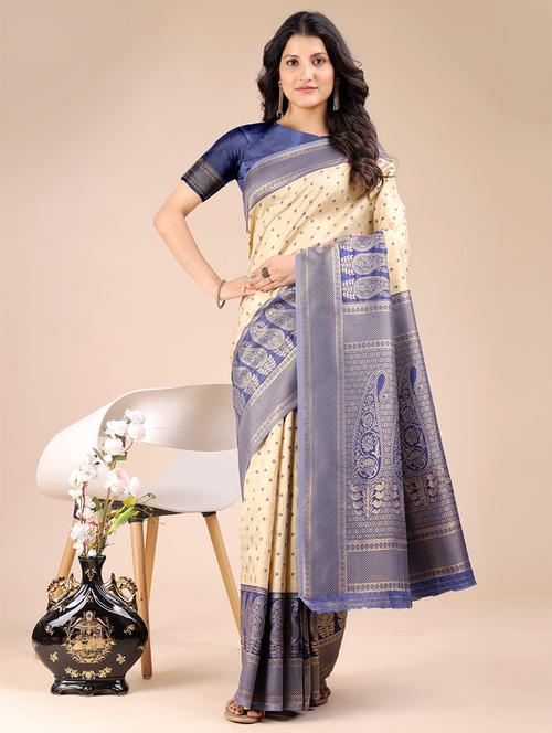 women self design banarasi saree with blouse - 21924601 - Very Small Image - 1