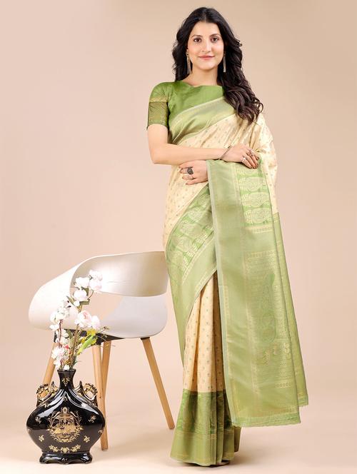 women self design banarasi saree with blouse - 21924602 - Very Small Image - 1