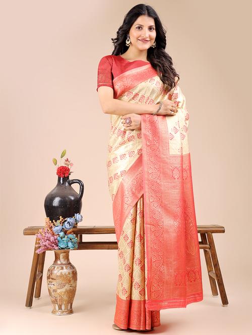 women self design banarasi saree with blouse - 21924611 - Very Small Image - 1