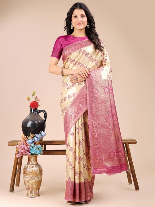 women self design banarasi saree with blouse - 21924612 - Very Small Image - 1