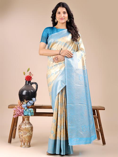 women self design banarasi saree with blouse - 21924613 - Very Small Image - 1
