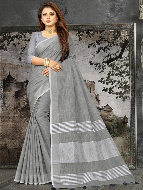 women solid plain saree with blouse - 21924621 - Very Small Image - 1