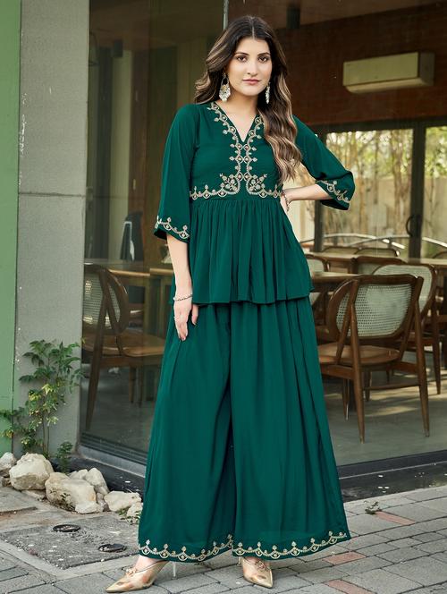 women embroidered top and palazzo co-ord set - 21924825 - Very Small Image - 1