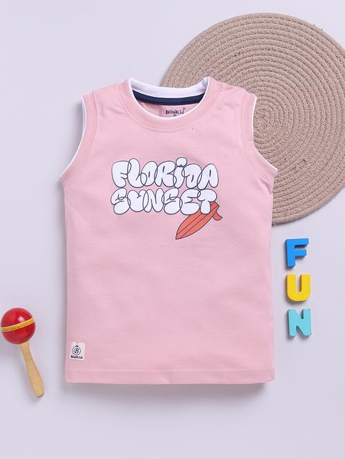 kids printed round neck sleeveless t-shirt - 21924941 - Very Small Image - 1