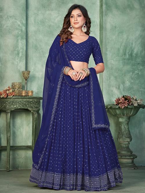 women sequined flared semi stitched lehenga - 21925200 - Very Small Image - 1