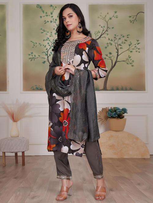 women three quarter sleeve kurta pant with dupatta set - 21925222 - Very Small Image - 1