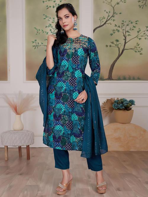 women three quarter sleeve kurta pant with dupatta set - 21925223 - Very Small Image - 1