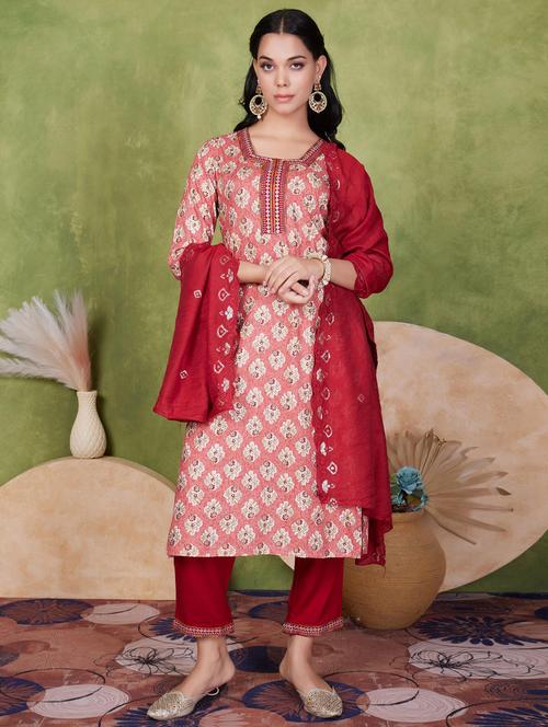 women three quarter sleeve kurta pant with dupatta set - 21925229 - Very Small Image - 1