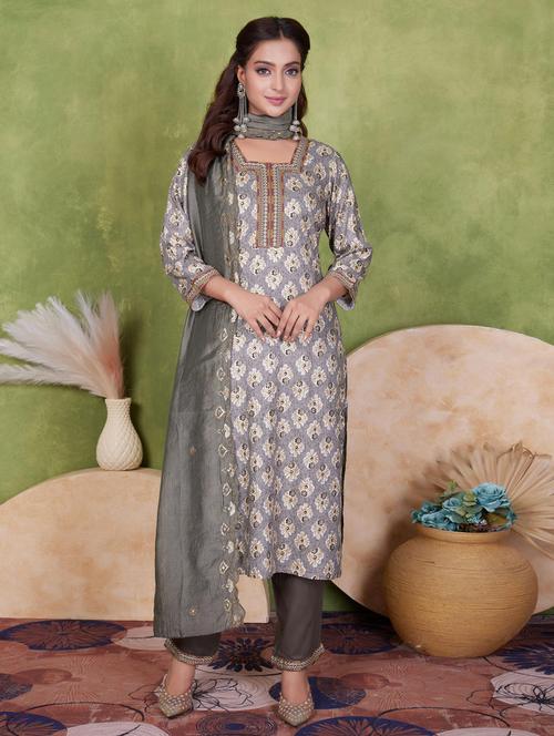 women three quarter sleeve kurta pant with dupatta set - 21925230 - Very Small Image - 1