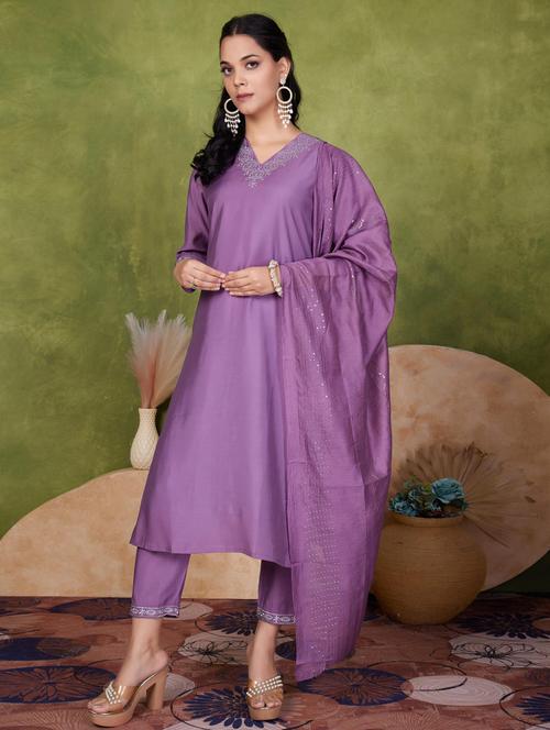 women three quarter sleeve kurta pant with dupatta set - 21925250 - Very Small Image - 1