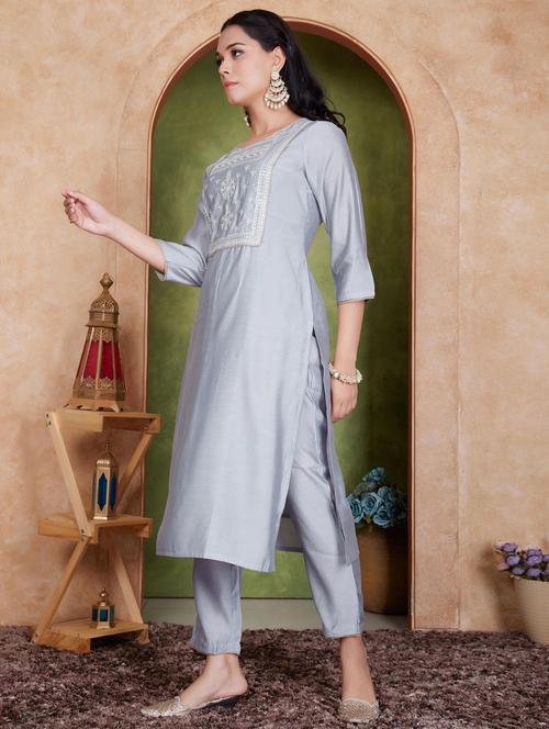 women three quarter sleeve kurta pant with dupatta set - 21925267 - Very Small Image - 1