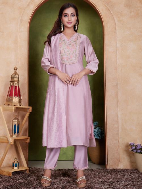 women three quarter sleeve kurta pant with dupatta set - 21925269 - Very Small Image - 1