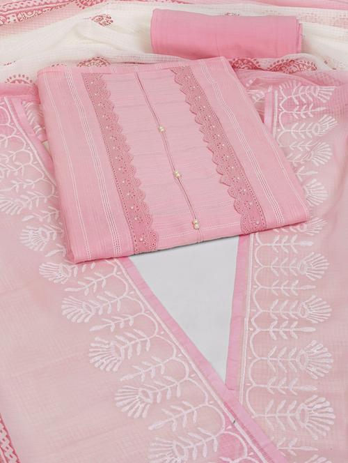 women pink embroidered unstitched suit set - 21925572 - Very Small Image - 1