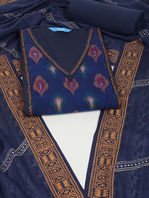 women ikat printed unstitched suit set - 21925574 - Very Small Image - 1