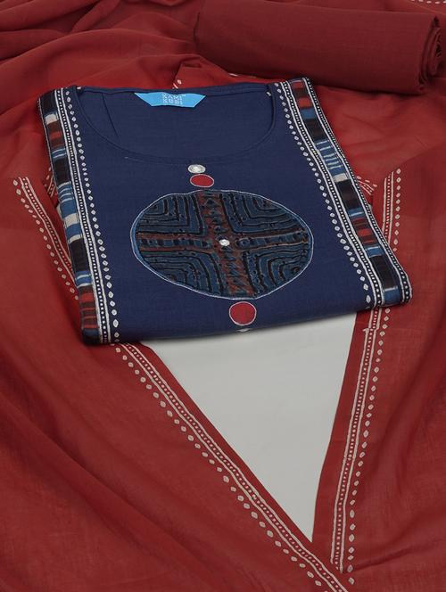 women geometric printed unstitched suit set - 21925578 - Very Small Image - 1