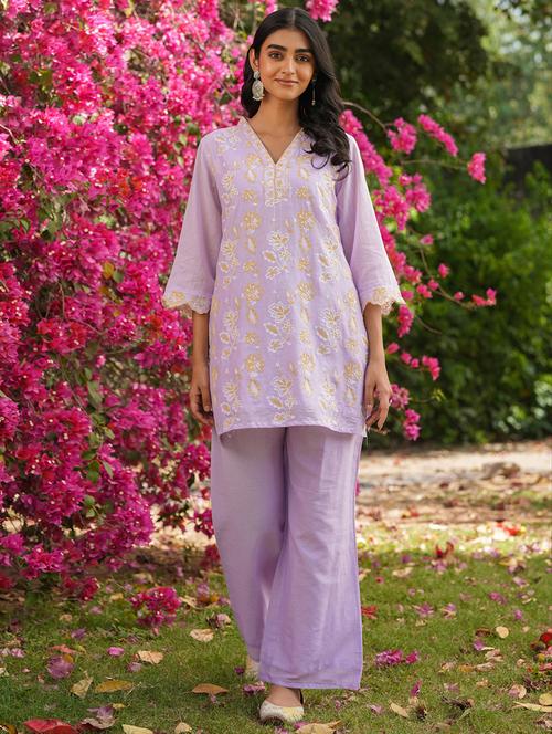 women embroidered three quarter sleeve ethnic co-ord set - 21925586 - Very Small Image - 1