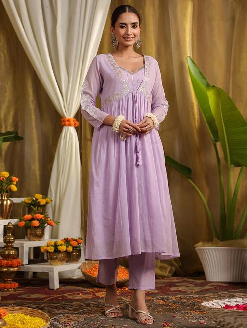 women embroidered long sleeve kurta pant set - 21925680 - Very Small Image - 1