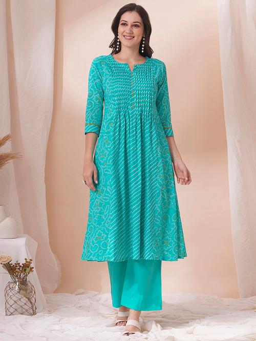 women three quarter sleeve a-line kurta - 21925764 - Very Small Image - 1