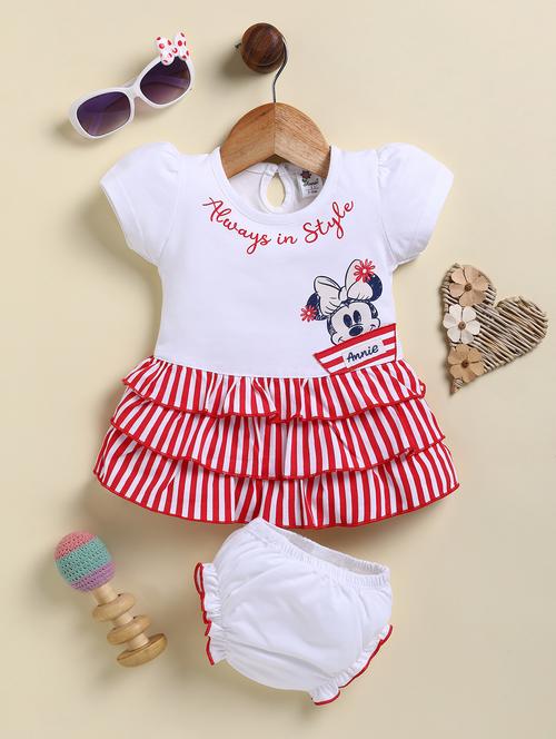 girls printed round neck frock with bloomer - 21925805 - Very Small Image - 1