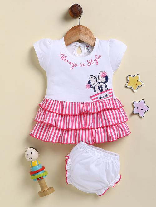 girls printed round neck frock with bloomer - 21925806 - Very Small Image - 1