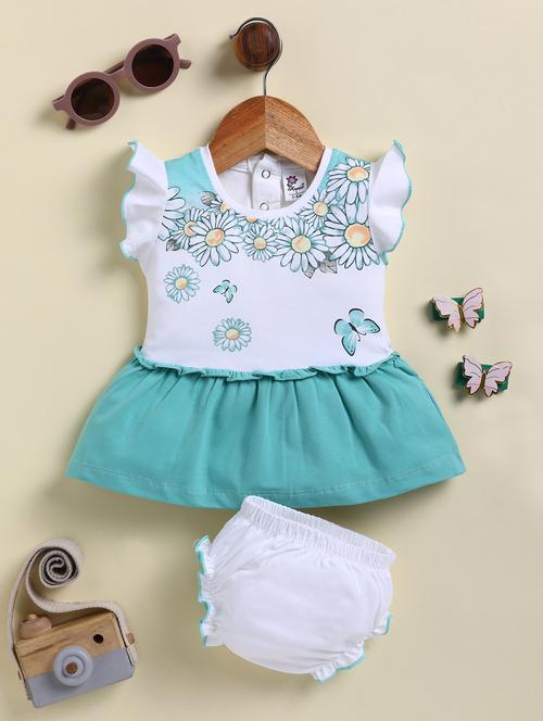 girls printed round neck frock with bloomer - 21925808 - Very Small Image - 1