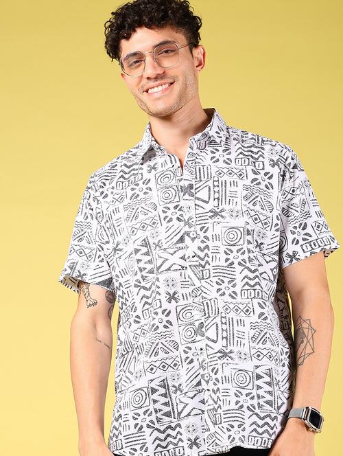men printed short sleeve regular fit casual shirt - 21925899 - Very Small Image - 1